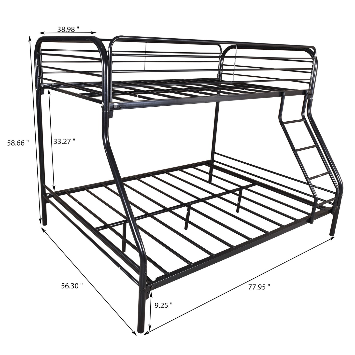 Heavy Duty Twin-Over-Full Metal Bunk Bed, Easy Assembly with Enhanced Upper-Level Guardrail, White