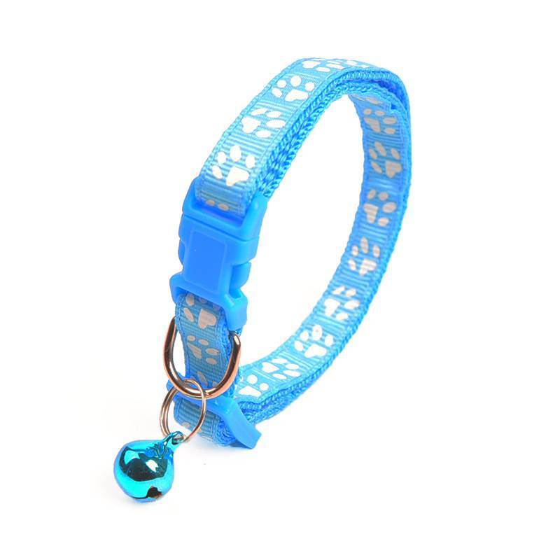 1Pc Colorful Cute Bell Collar Adjustable Buckle Cat Collar Pet Supplies Footprint Personalized Kitten Collar Small Dog Accessory