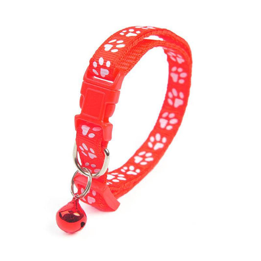 1Pc Colorful Cute Bell Collar Adjustable Buckle Cat Collar Pet Supplies Footprint Personalized Kitten Collar Small Dog Accessory